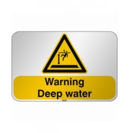 Znak bezpieczeństwa ISO - Ostrzeżenie przed głęboką wodą, W/W047/EN490/RFL-590X390-1