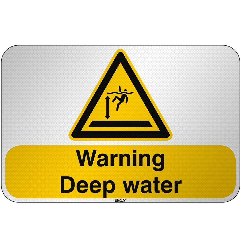 Znak bezpieczeństwa ISO - Ostrzeżenie przed głęboką wodą, W/W047/EN490/RFL-590X390-1