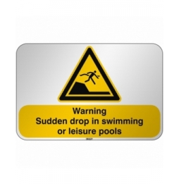 Ostrzeżenie przed nagłym uskokiem dna w basenach pływackich lub rekreacyjnych, W/W050/EN493/RFL-590X390-1