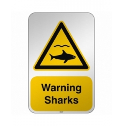 Znak bezpieczeństwa ISO - Ostrzeżenie przed rekinami, W/W054/EN497/RFL-390X590-1