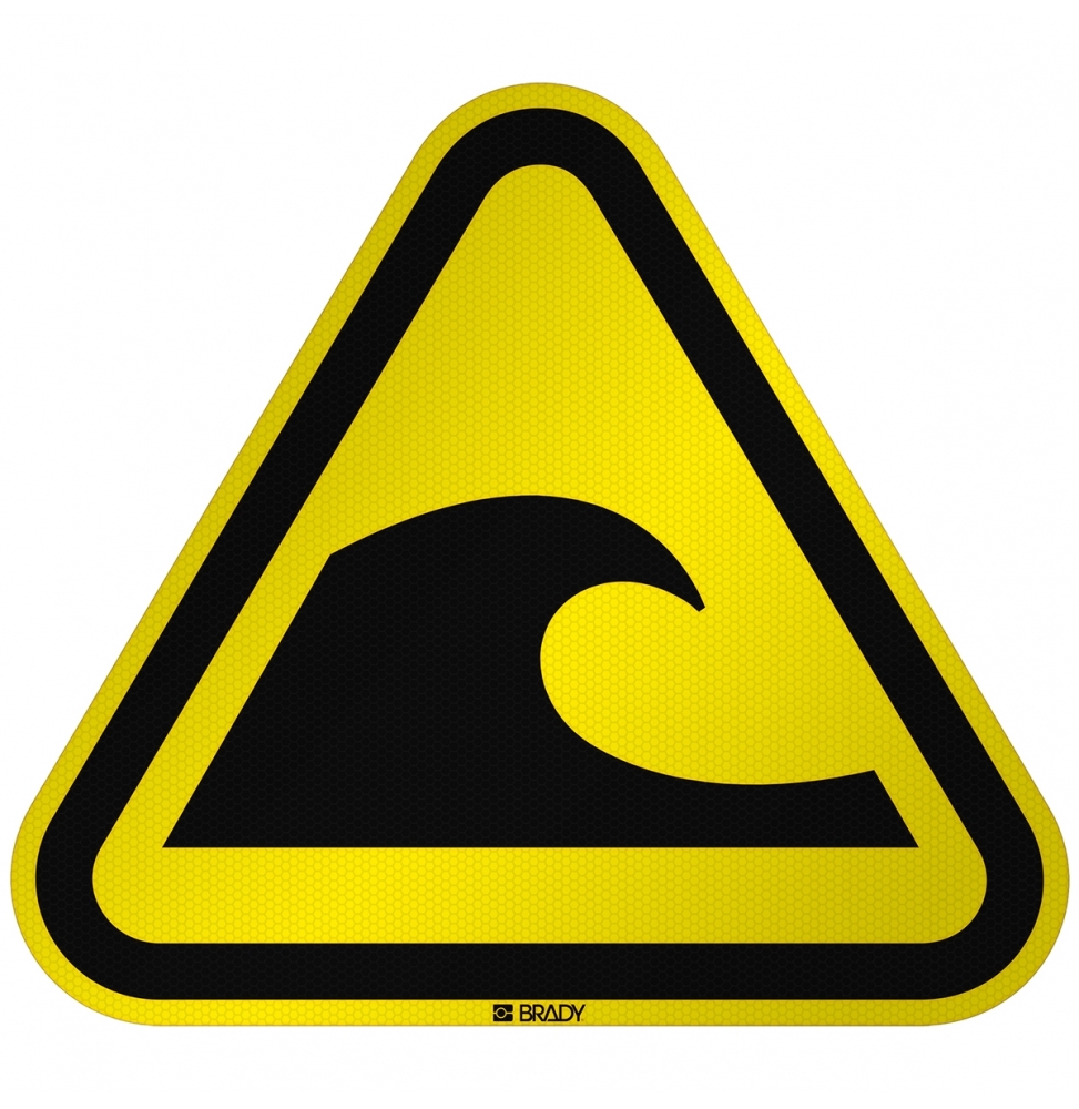 Znak bezpieczeństwa ISO - Ostrzeżenie przed strefą zagrożoną tsunami, W/W056/NT/RFL-TRI310-1