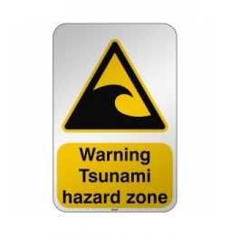 Znak bezpieczeństwa ISO - Ostrzeżenie przed strefą zagrożoną tsunami, W/W056/EN499/RFL-390X590-1