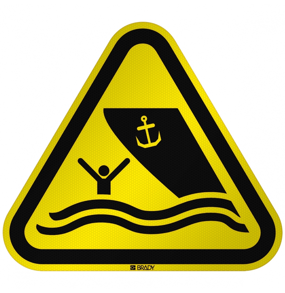 Znak bezpieczeństwa ISO - Ostrzeżenie przed torem wodnym, W/W058/NT/RFL-TRI310-1