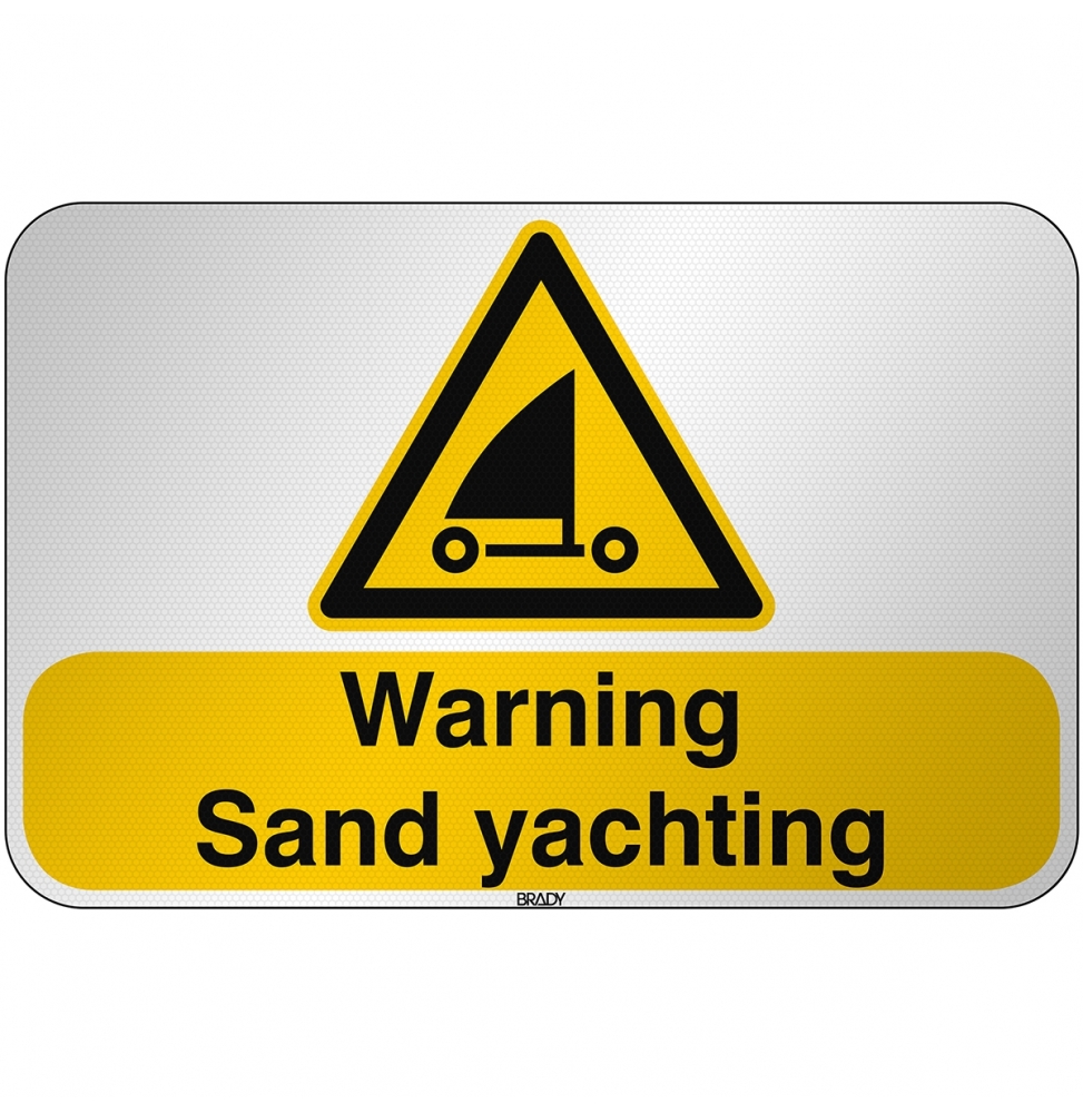 Znak bezpieczeństwa ISO - Ostrzeżenie przed żeglarstwem na piasku, W/W059/EN502/RFL-590X390-1