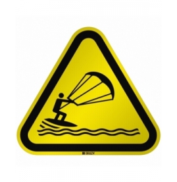 Znak bezpieczeństwa ISO - Ostrzeżenie przed kitesurfingiem, W/W062/NT/RFL-TRI310-1
