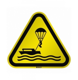 Znak bezpieczeństwa ISO - Ostrzeżenie przed parasailingiem, W/W063/NT/RFL-TRI310-1