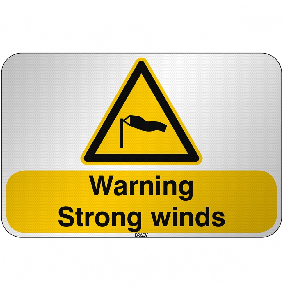 Znak bezpieczeństwa ISO - Ostrzeżenie przed silnymi wiatrami, W/W064/EN507/RFL-590X390-1