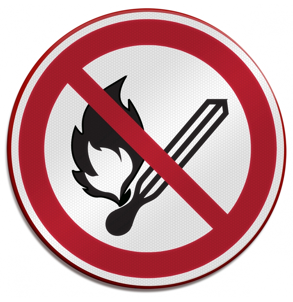 Znak bezpieczeństwa ISO – Zakaz używania otwartego ognia ogień, zakaz używan…, P/P003/NT/RFLBD-DIA400-1
