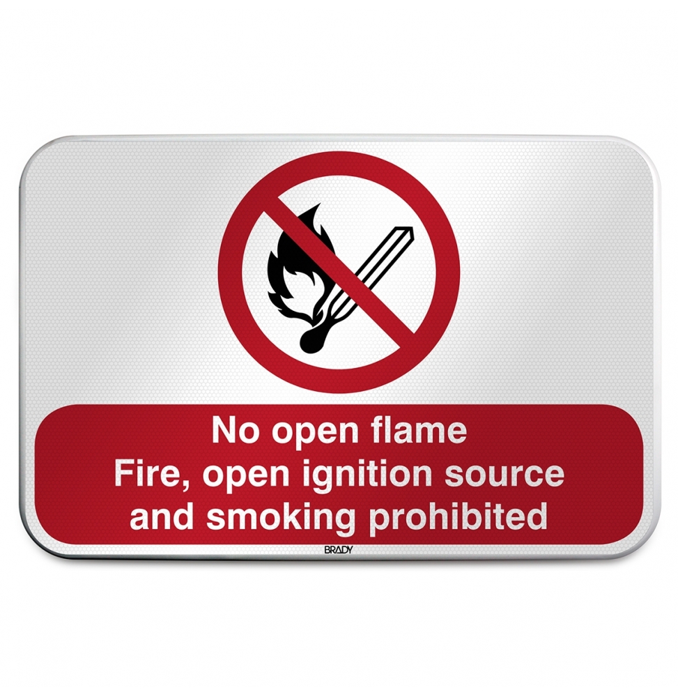 Znak bezpieczeństwa ISO – Zakaz używania otwartego ognia ogień, zakaz używan…, P/P003/EN213/RFLBD-600X400-1