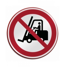Znak bezpieczeństwa ISO – Zakaz ruchu wózków widłowych i innych pojazdów prze…, P/P006/NT/RFLBD-DIA400-1