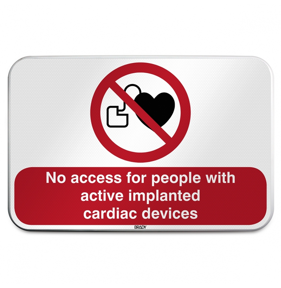 Znak bezpieczeństwa ISO – Zakaz wstępu osobom ze stymulatorem serca, P/P007/EN203/RFLBD-600X400-1