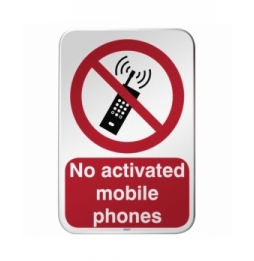Znak bezpieczeństwa ISO – Zakaz używania telefonów komórkowych, P/P013/EN207/RFLBD-400X600-1
