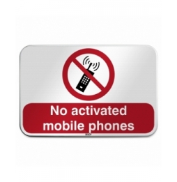 Znak bezpieczeństwa ISO – Zakaz używania telefonów komórkowych, P/P013/EN207/RFLBD-600X400-1