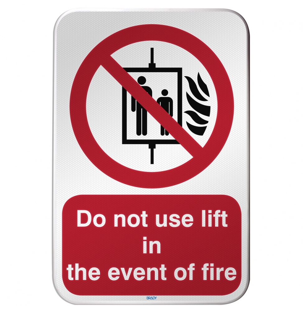 Znak bezpieczeństwa ISO – Nie używać dźwigu w przypadku pożaru, P/P020/EN167/RFLBD-400X600-1