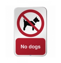 Znak bezpieczeństwa ISO – Zakaz wprowadzania psów, P/P021/EN208/RFLBD-400X600-1