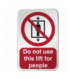 Znak bezpieczeństwa ISO – Zakaz używania windy przez ludzi, P/P027/FR440/RFLBD-400X600-1