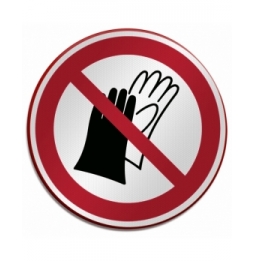 Znak bezpieczeństwa ISO – Nie używać rękawic roboczych, P/P028/EN174/RFLBD-400X600-1
