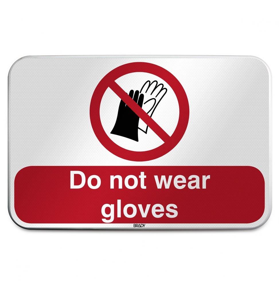 Znak bezpieczeństwa ISO – Nie używać rękawic roboczych, P/P028/FR469/RFLBD-600X400-1