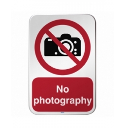 Znak bezpieczeństwa ISO – Zakaz fotografowania, P/P029/FR277/RFLBD-400X600-1