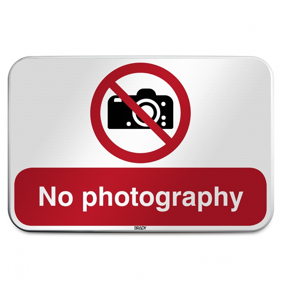 Znak bezpieczeństwa ISO – Zakaz fotografowania, P/P029/FR277/RFLBD-600X400-1