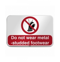 Znak bezpieczeństwa ISO – Zakaz wchodzenia w obuwiu z metalową podeszwą, P/P035/FR739/RFLBD-600X400-1
