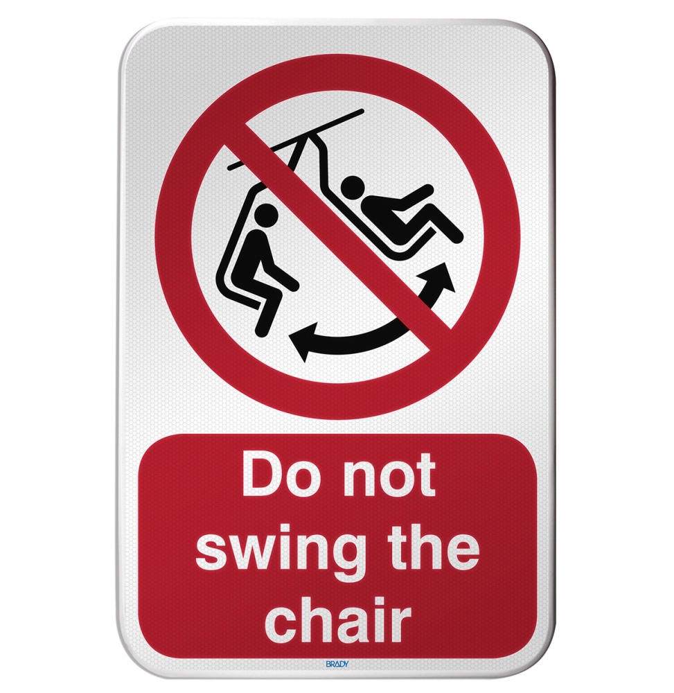 Znak bezpieczeństwa ISO – Zakaz bujania krzesełkiem, P/P038/FR741/RFLBD-400X600-1