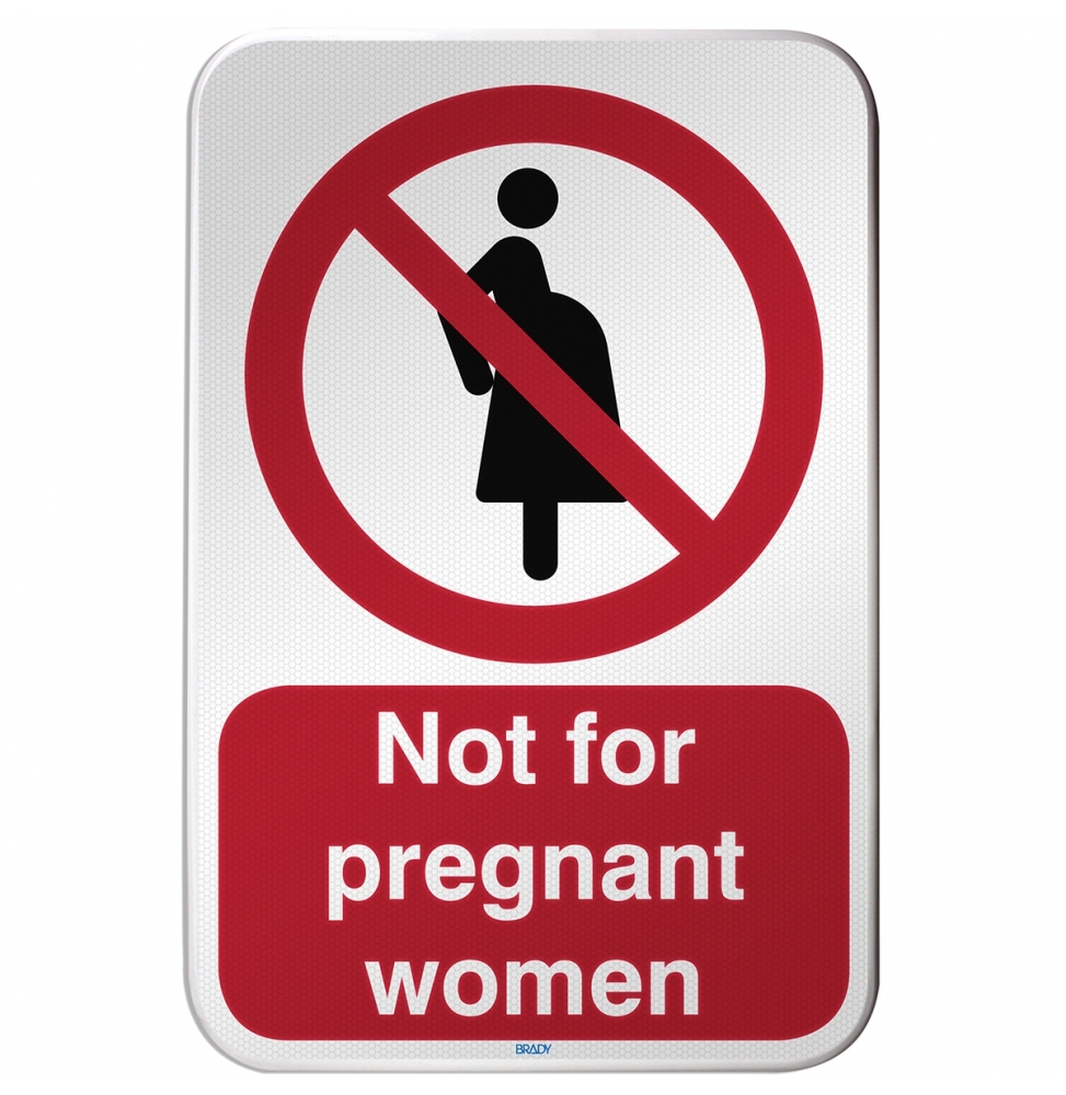Znak bezpieczeństwa ISO – Zakaz wstępu dla kobiet w ciąży, P/P042/FR613/RFLBD-400X600-1