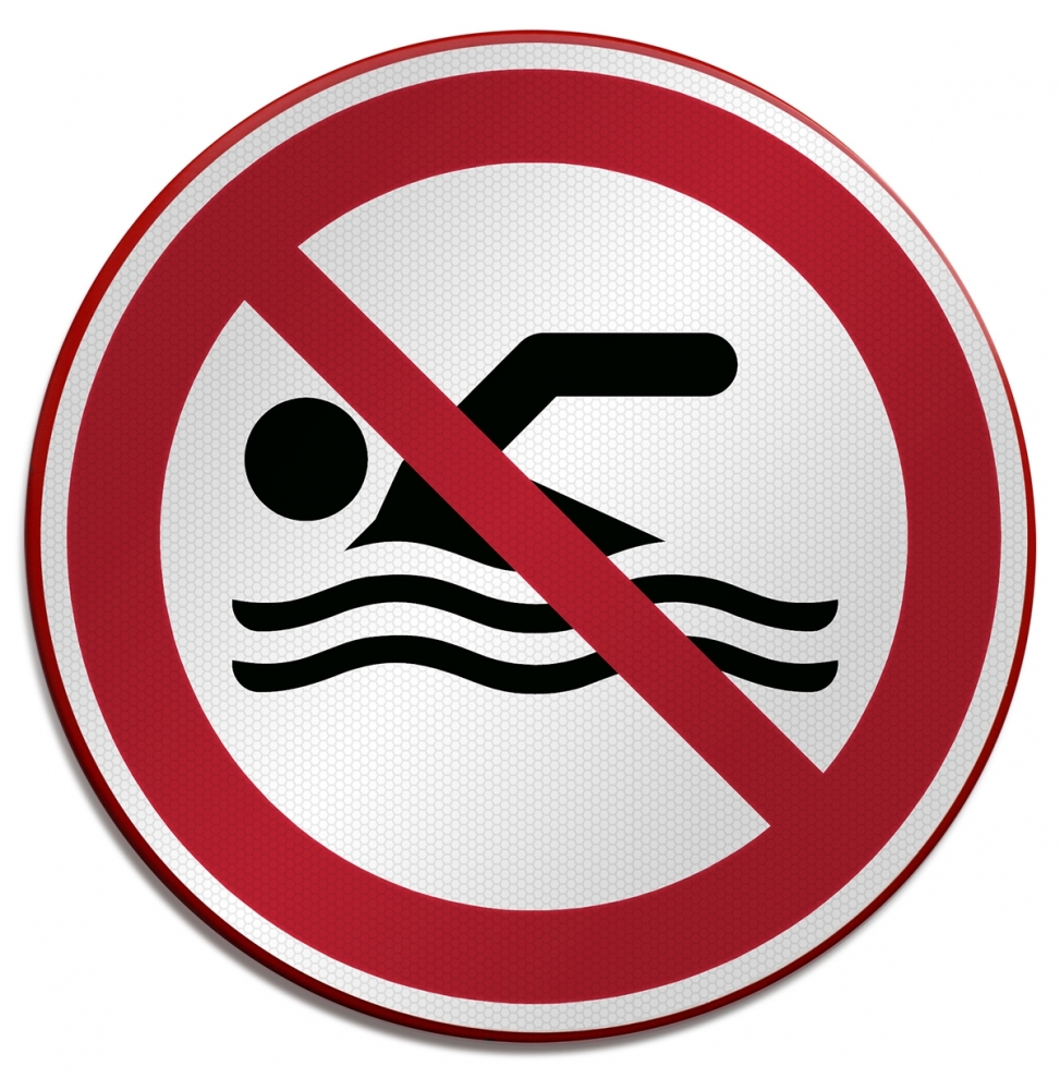Znak bezpieczeństwa ISO – Zakaz pływania, P/P049/EN467/RFLBD-400X600-1