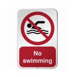 Znak bezpieczeństwa ISO – Zakaz pływania, P/P049/FR685/RFLBD-400X600-1