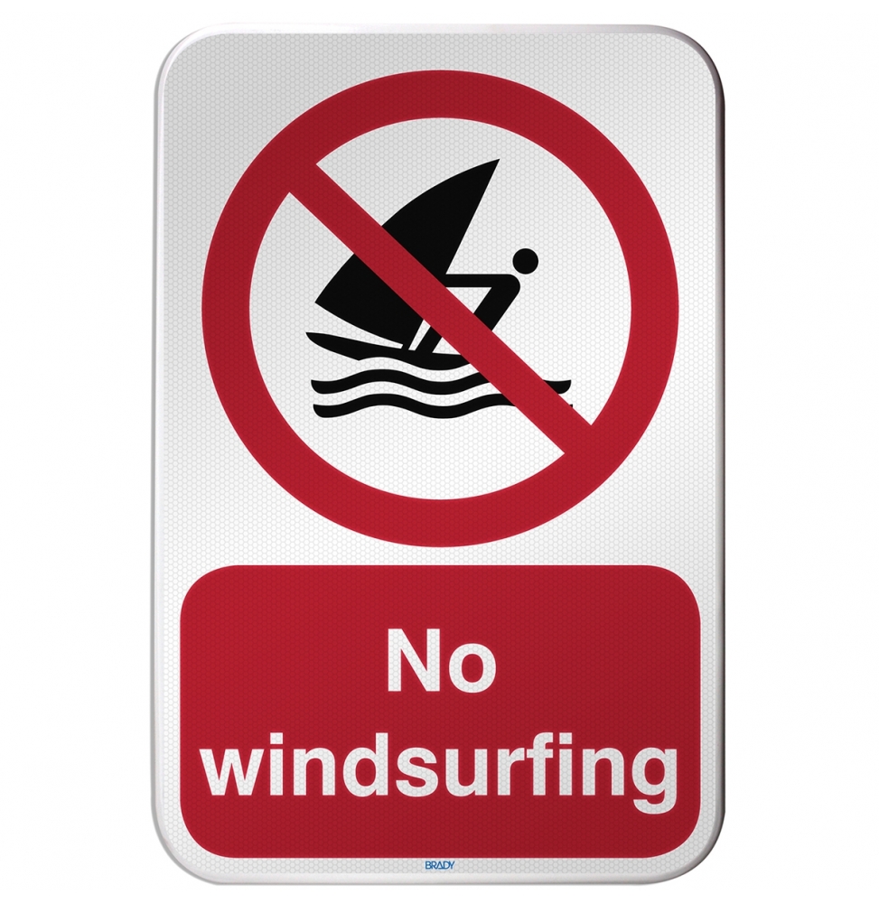 Znak bezpieczeństwa ISO – Zakaz uprawiania windsurfingu, P/P054/DE337/RFLBD-400X600-1