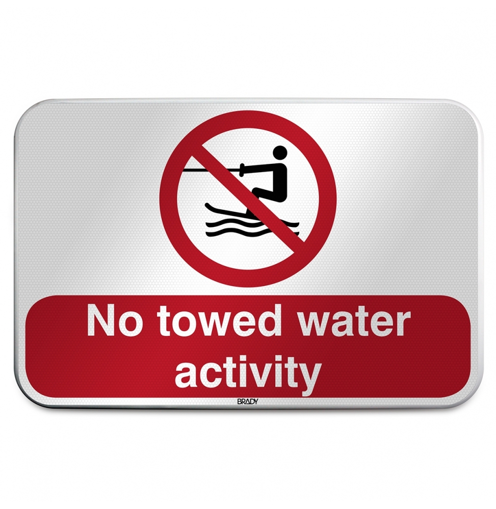 Znak bezpieczeństwa ISO – Zakaz holowania narciarzy wodnych, P/P058/DE341/RFLBD-600X400-1