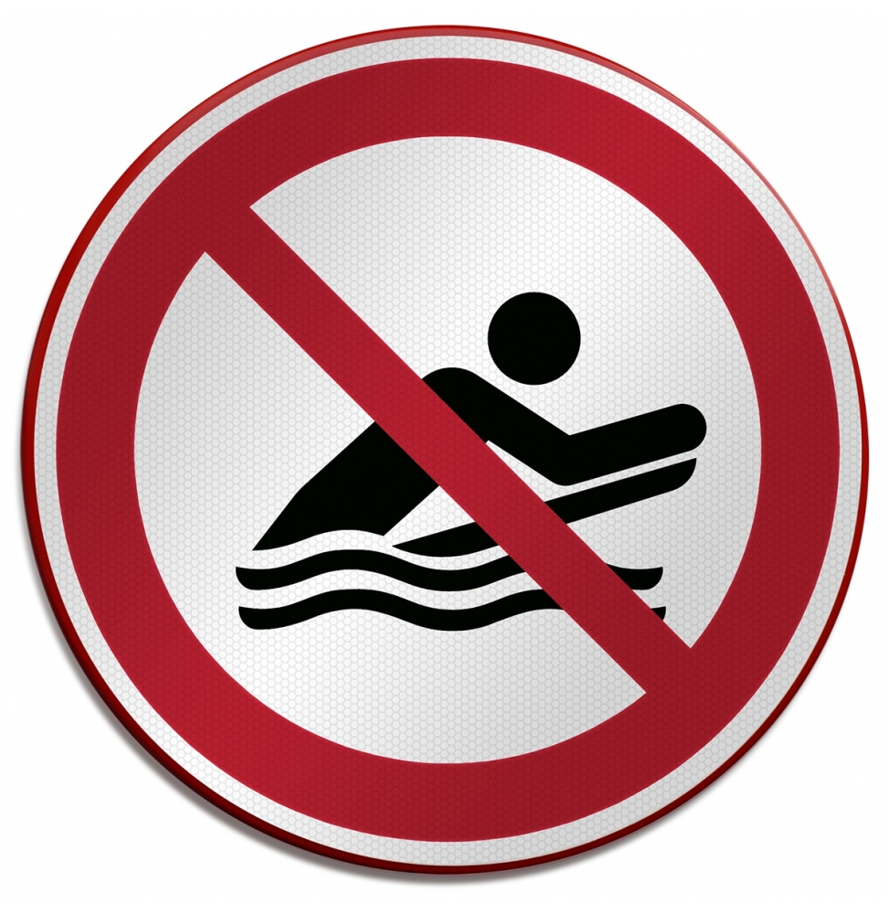 Znak bezpieczeństwa ISO – Zakaz surfowania w pozycji na brzuchu, P/P063/FR699/RFLBD-400X600-1
