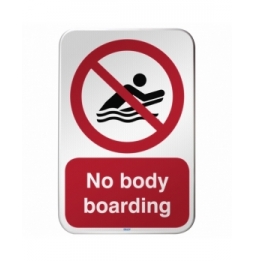 Znak bezpieczeństwa ISO – Zakaz surfowania w pozycji na brzuchu, P/P063/DE346/RFLBD-400X600-1