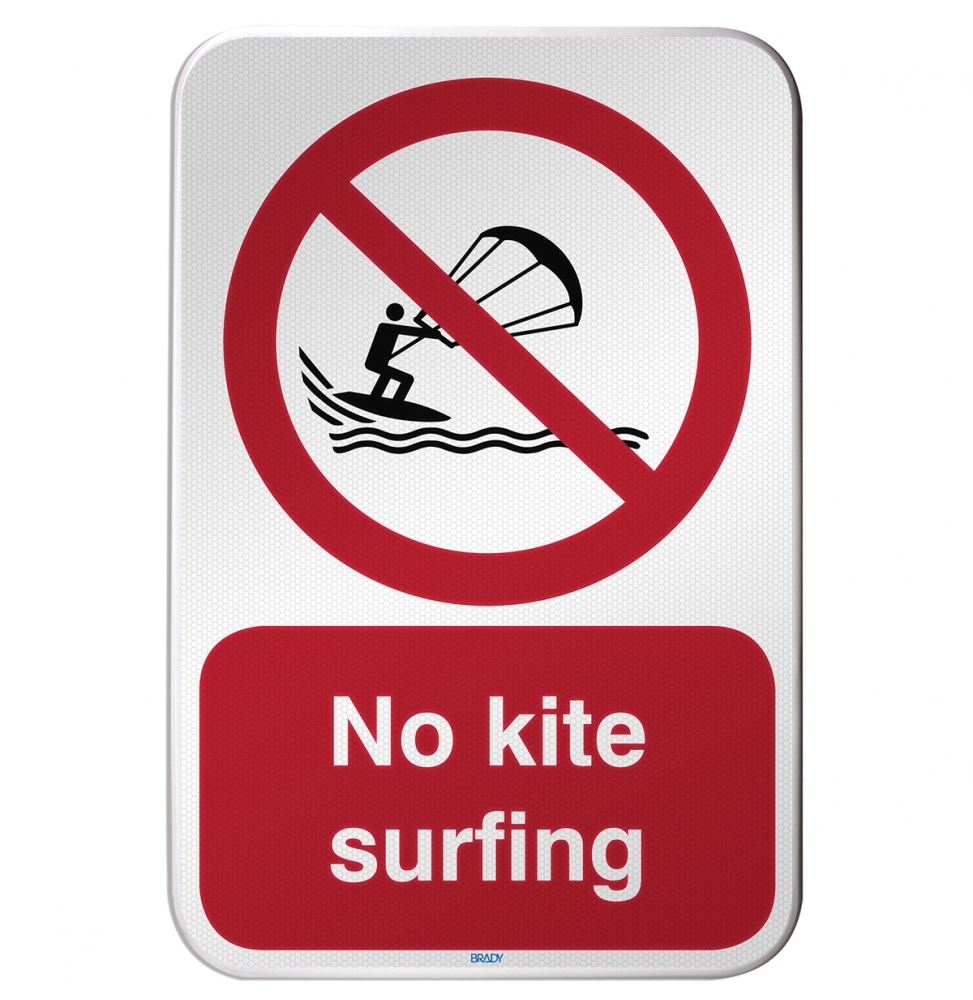 Znak bezpieczeństwa ISO – Zakaz uprawiania kitesurfingu, P/P065/DE348/RFLBD-400X600-1