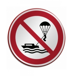 Znak bezpieczeństwa ISO – Zakaz uprawiania parasailingu, P/P066/FR702/RFLBD-400X600-1