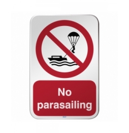 Znak bezpieczeństwa ISO – Zakaz uprawiania parasailingu, P/P066/DE349/RFLBD-400X600-1