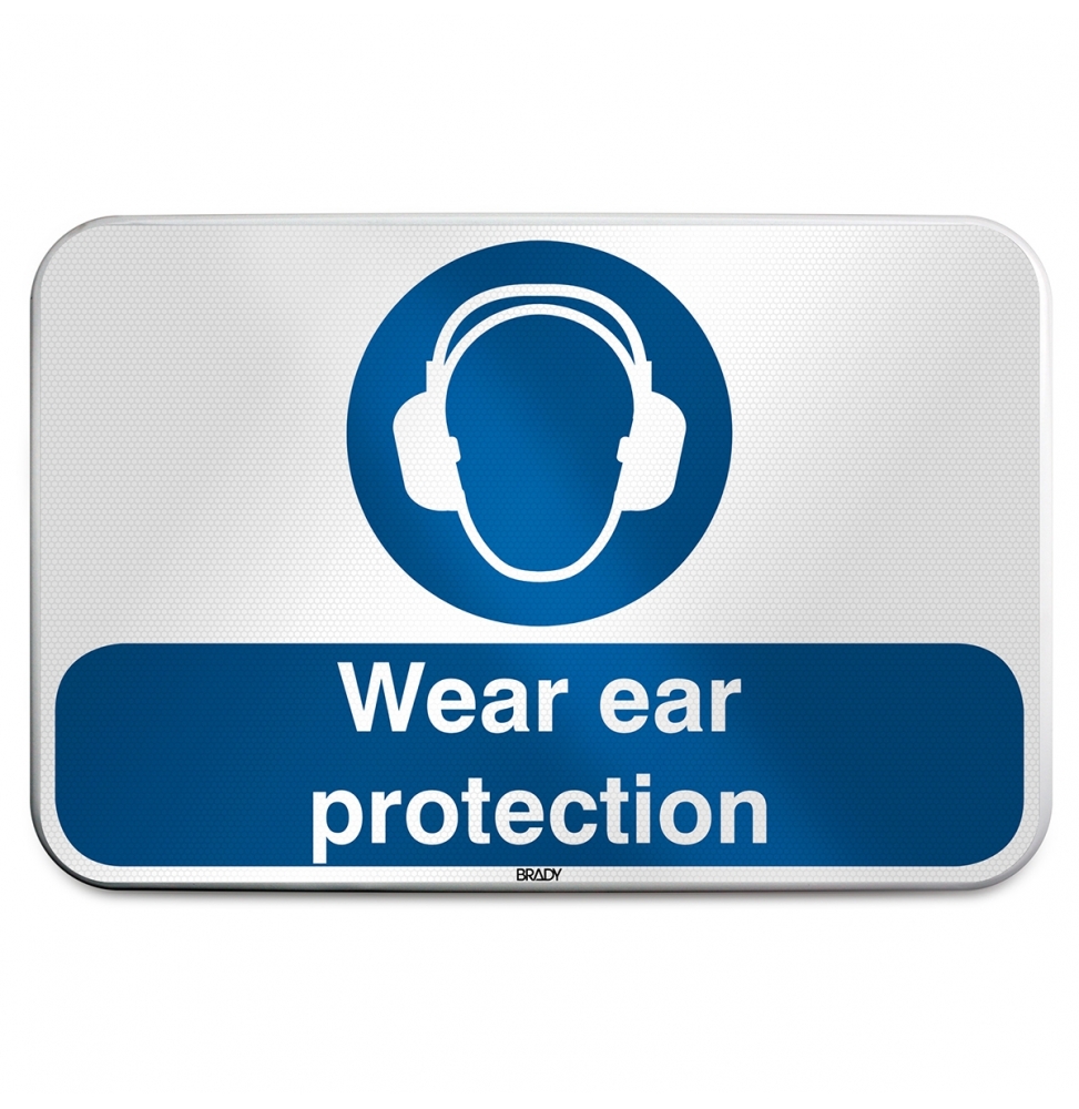 Znak bezpieczeństwa ISO – Nakaz stosowania ochrony słuchu, M/M003/EN271/RLFBD-600X400-1