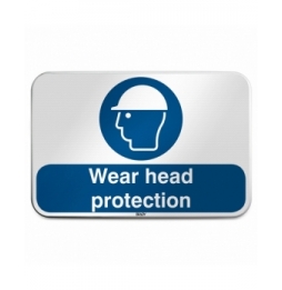 Znak bezpieczeństwa ISO – Nakaz stosowania ochrony głowy, M/M014/EN278/RLFBD-600X400-1