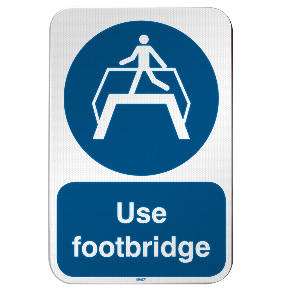 Znak bezpieczeństwa ISO – Nakaz przechodzenia pomostem, M/M023/EN238/RLFBD-400X600-1