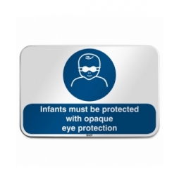 Znak bezpieczeństwa ISO – Nakaz stosowania u niemowląt okularów ochronnych, M/M025/EN196/RLFBD-600X400-1