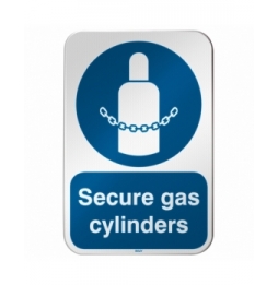 Znak bezpieczeństwa ISO – Nakaz zabezpieczania butli gazowych, M/M046/EN518/RLFBD-400X600-1