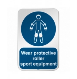 Znak bezpieczeństwa ISO – Nakaz stosowania ochraniaczy sportowych, M/M049/EN521/RLFBD-400X600-1
