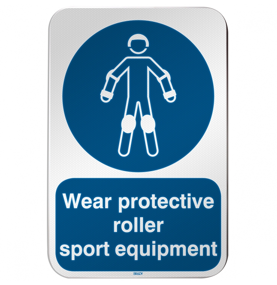 Znak bezpieczeństwa ISO – Nakaz stosowania ochraniaczy sportowych, M/M049/EN521/RLFBD-400X600-1