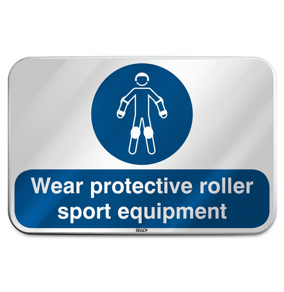 Znak bezpieczeństwa ISO – Nakaz stosowania ochraniaczy sportowych, M/M049/EN521/RLFBD-600X400-1