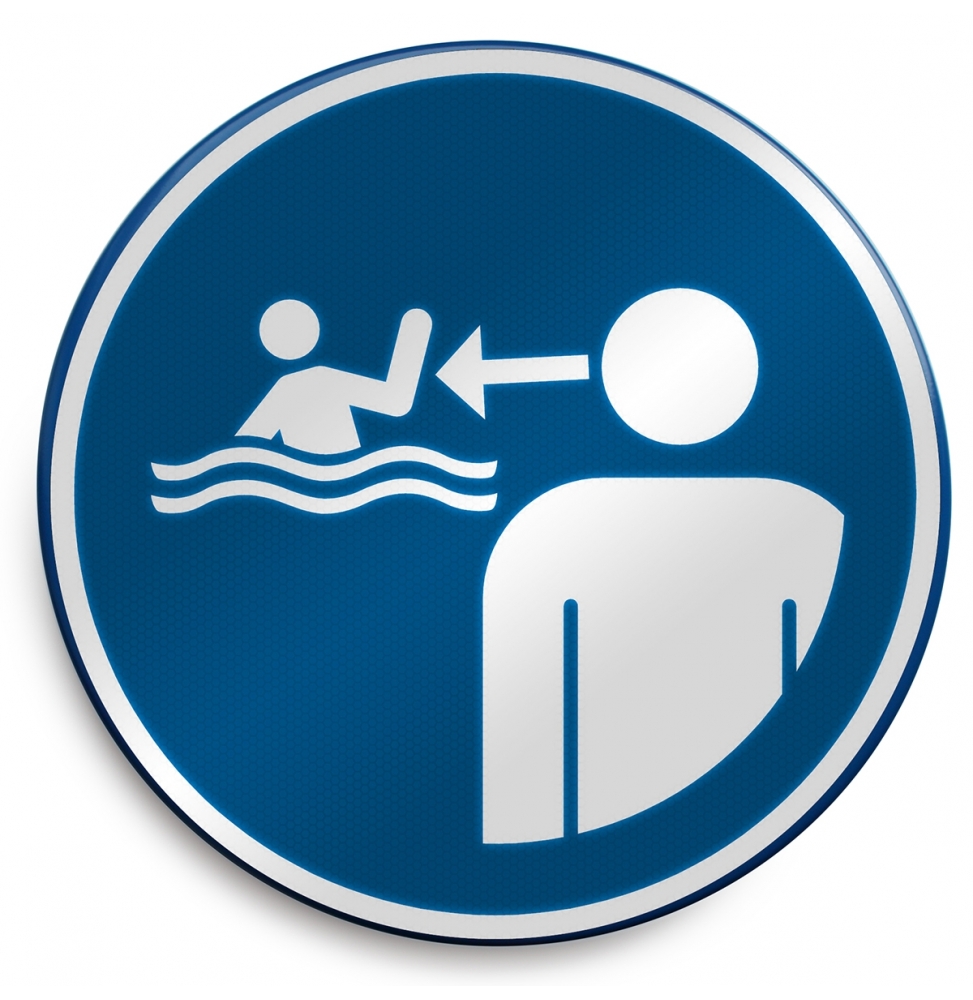 Znak bezpieczeństwa ISO – Nie pozostawiać dzieci w wodzie bez nadzoru, M/M054/NT/RLFBD-DIA400-1