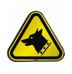 Znak bezpieczeństwa ISO – Ostrzeżenie przed psem stróżującym, W/W013/NT/RFLBD-TRI400-1