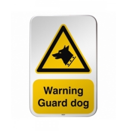 Znak bezpieczeństwa ISO – Ostrzeżenie przed psem stróżującym, W/W013/EN256/RFLBD-400X600-1