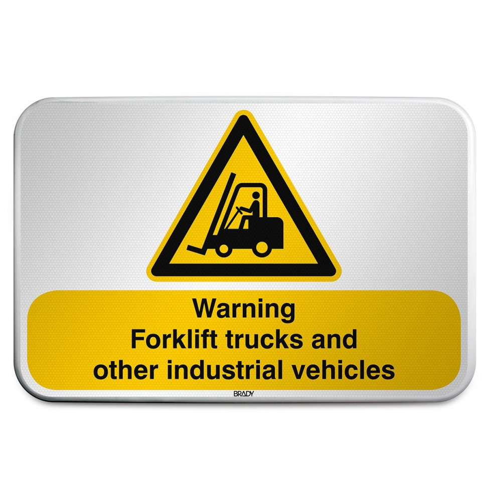 Znak bezpieczeństwa ISO – Ostrzeżenie przed urządzeniami do transportu poziomego, W/W014/EN255/RFLBD-600X400-1