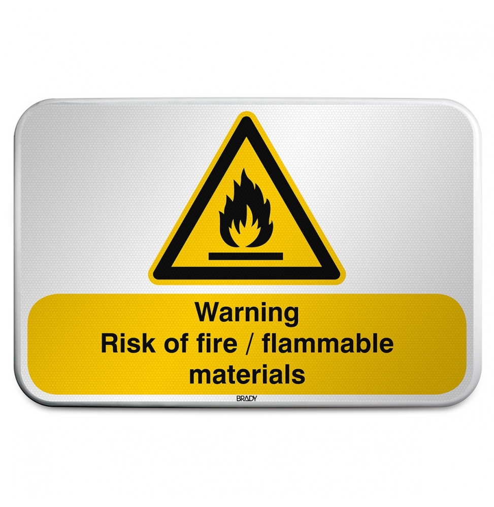 Znak bezpieczeństwa ISO – Ostrzeżenie przed substancjami łatwopalnymi, W/W021/EN265/RFLBD-600X400-1