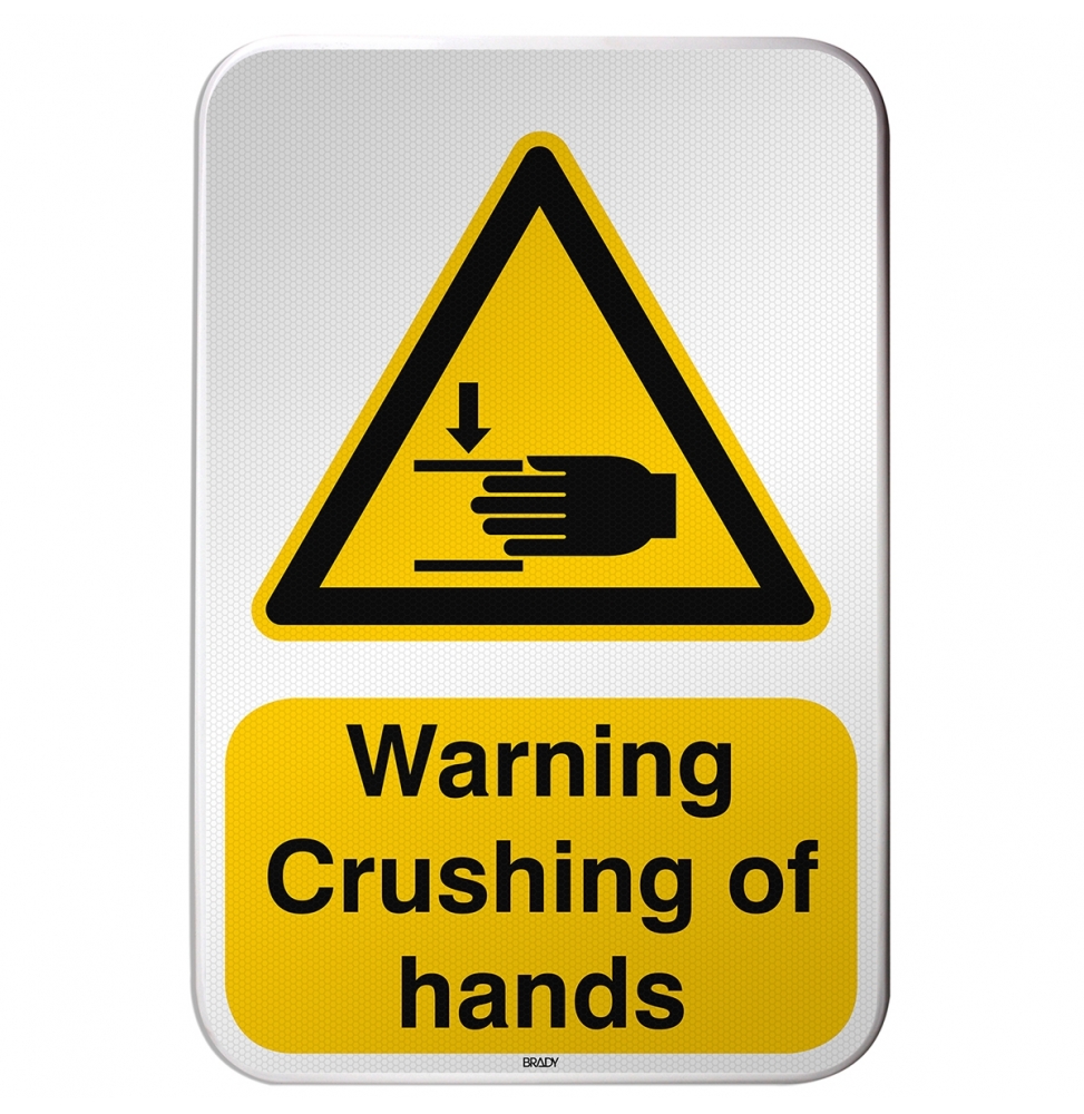 Znak bezpieczeństwa ISO – Ostrzeżenie przed zgnieceniem dłoni, W/W024/EN251/RFLBD-400X600-1